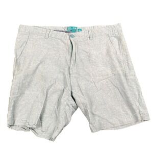 Tenth + Ocean Mens 40 Classic Fit Linen Cotton Blend Shorts Light Blue Heathered